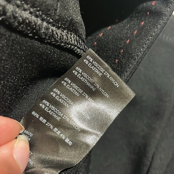 Anthropologie essential slim black tapered Ponte pants faux leather trim - Picture 4 of 9